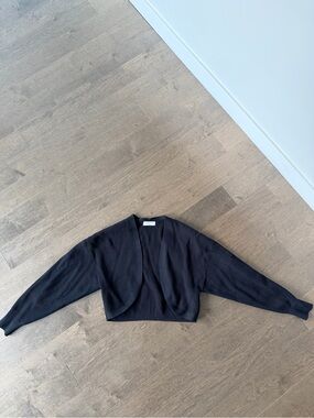 Babaton Black Cropped Open-Front Cardigan